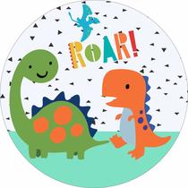 Painel de Tecido Sublimado Redondo Dino Dinossauro Baby Trio Cute c/ Elástico Painel de Tecido Sublimado Redondo Dino Dinossauro Baby Trio Cute c/ Elástico