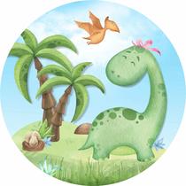 Painel de Tecido Sublimado Redondo Dinossauro Baby Aquarela Paisagem Selvagem c/ Elástico Painel de Tecido Sublimado Redondo Dinossauro Baby Aquarela Paisagem Selvagem c/ Elástico