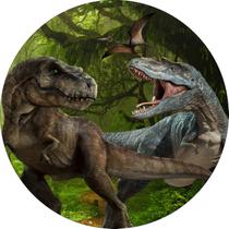 Painel de Tecido Sublimado Redondo Dinossauros Selva c/ Elástico Painel de Tecido Sublimado Redondo Dinossauros Selva c/ Elástico