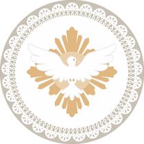 Painel de Tecido Sublimado Redondo Divino Espirito Santo Borda Renda c/ Elástico Painel de Tecido Sublimado Redondo Divino Espirito Santo Borda Renda c/ Elástico