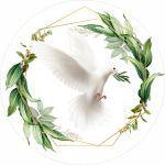 Painel de Tecido Sublimado Redondo Espirito Santo Ramo no Bico c/ Elástico