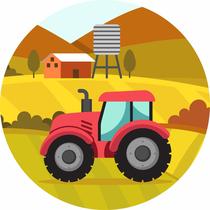 Painel de Tecido Sublimado Redondo Fazenda Trator Vermelho c/ Elástico c/ Elástico Painel de Tecido Sublimado Redondo Fazenda Trator Vermelho c/ Elástico c/ Elástico
