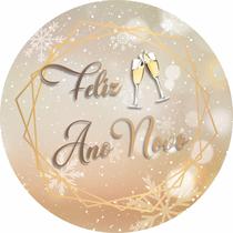 Painel de Tecido Sublimado Redondo Feliz Ano Novo Champagne na Virada c/ Elástico Painel de Tecido Sublimado Redondo Feliz Ano Novo Champagne na Virada c/ Elástico