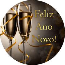 Painel de Tecido Sublimado Redondo Feliz Ano Novo Taças c/ Elástico Painel de Tecido Sublimado Redondo Feliz Ano Novo Taças c/ Elástico