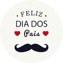 Painel de Tecido Sublimado Redondo Feliz Dia dos Pais Bigode Fundo Branco c/ Elástico 1,5x1,5m