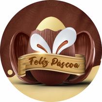 Painel de Tecido Sublimado Redondo Feliz Páscoa Chocolate Orelhas de Coelho