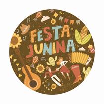 Painel de Tecido Sublimado Redondo Festa Junina Arraiá Elementos Juninos c/ Elástico