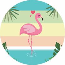 Painel de Tecido Sublimado Redondo Flamingo Faixas Horizontais c/ Elástico Painel de Tecido Sublimado Redondo Flamingo Faixas Horizontais c/ Elástico