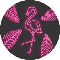 Painel De Tecido Sublimado Redondo Flamingo Neon C/Elástico