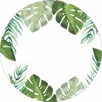 Painel de Tecido Sublimado Redondo Folhas Tropicais Dourado c/ Elástico - Fabrika de festa Painel de Tecido Sublimado Redondo Folhas Tropicais Dourado c/ Elástico - Fabrika de festa