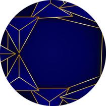 Painel de Tecido Sublimado Redondo Formas Geométricas Triângulos Azul Escuro e Dourado c/ Elástico