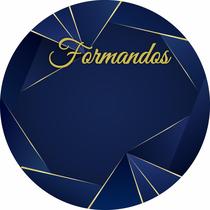 Painel de Tecido Sublimado Redondo Formatura Formas Geométricas Azul e Dourado c/ Elástico Painel de Tecido Sublimado Redondo Formatura Formas Geométricas Azul e Dourado c/ Elástico