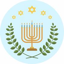 Painel De Tecido Sublimado Redondo Hanukkah Ramos C/Elástico