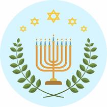 Painel De Tecido Sublimado Redondo Hanukkah Ramos C/Elástico