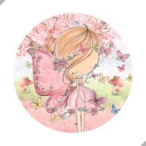 Painel de Tecido Sublimado Redondo Jardim da Fada Encanto das Fadas Aquarela c/ Elástico