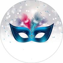 Painel de Tecido Sublimado Redondo Máscara Azul Brilho c/ Elástico
