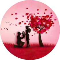 Painel de Tecido Sublimado Redondo Namorados Árvore de Corações c/ Elástico