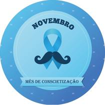 Painel de Tecido Sublimado Redondo Novembro Azul Bigode e Laço Azul c/ Elástico Painel de Tecido Sublimado Redondo Novembro Azul Bigode e Laço Azul c/ Elástico