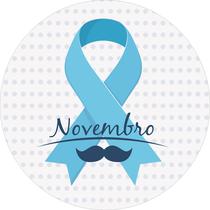 Painel de Tecido Sublimado Redondo Novembro Laço Azul Bigode c/ Elástico Painel de Tecido Sublimado Redondo Novembro Laço Azul Bigode c/ Elástico