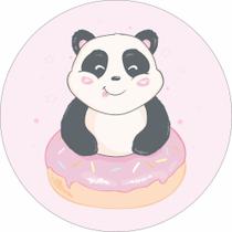 Painel De Tecido Sublimado Redondo Panda No Donuts C/Elástico Painel De Tecido Sublimado Redondo Panda No Donuts C/Elástico