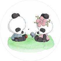 Painel de Tecido Sublimado Redondo Pandas Aquarela Cute c/ Elástico Painel de Tecido Sublimado Redondo Pandas Aquarela Cute c/ Elástico