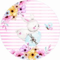 Painel de Tecido Sublimado Redondo Pascoa Doce Coelho Cute Aquarela c/ Elástico Painel de Tecido Sublimado Redondo Pascoa Doce Coelho Cute Aquarela c/ Elástico