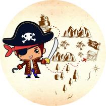 Painel De Tecido Sublimado Redondo Pirata Cute Mapa Do Tesouro C/Elástico Painel De Tecido Sublimado Redondo Pirata Cute Mapa Do Tesouro C/Elástico