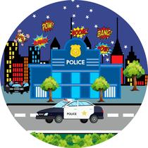 Painel de Tecido Sublimado Redondo Policia Patrulha c/ Elástico Painel de Tecido Sublimado Redondo Policia Patrulha c/ Elástico