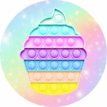 Painel de Tecido Sublimado Redondo Pop It Fidget Toy Bolinho Arco Íris c/ Elástico