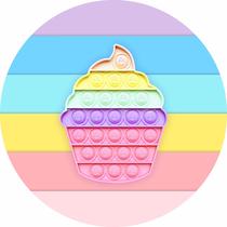 Painel de Tecido Sublimado Redondo Pop It Fidget Toy Cupcake Arco Íris c/ Elástico