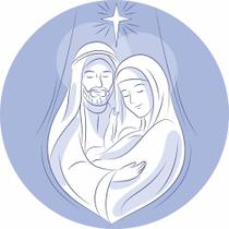 Painel De Tecido Sublimado Redondo Presépio de Natal Maria e José C/Elástico