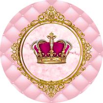 Painel de Tecido Sublimado Redondo Realeza Rosa Capitone Arabescos Douradas e Mármore c/ Elástico Painel de Tecido Sublimado Redondo Realeza Rosa Capitone Arabescos Douradas e Mármore c/ Elástico