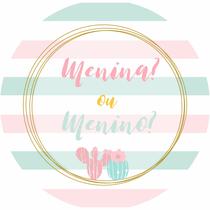 Painel de Tecido Sublimado Redondo Revelação Cactos Menino ou Menina c/ Elástico