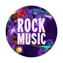 Painel de Tecido Sublimado Redondo Rock Musica Instrumento Poster Banda c/ Elástico 1,5x1,5m - Fabrika De Festa
