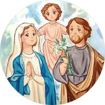 Painel de Tecido Sublimado Redondo Sagrada família Natal Aquarelado c/ Elástico Painel de Tecido Sublimado Redondo Sagrada família Natal Aquarelado c/ Elástico