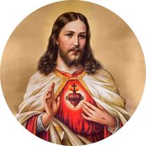 Painel de Tecido Sublimado Redondo Sagrado Coração de Jesus c/ Elástico