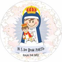 Painel de Tecido Sublimado Redondo Santinhos Católicos Nossa Senhora do Bom Parto c/ Elástico