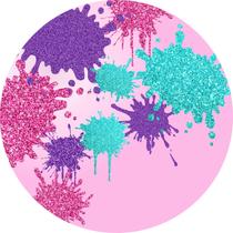 Painel de Tecido Sublimado Redondo Slime Explosão de Glitters c/ Elástico