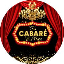 Painel de Tecido Sublimado Redondo Tem Cabaré Essa Noite Cortina Vermelha e Lustre c/ Elástico Painel de Tecido Sublimado Redondo Tem Cabaré Essa Noite Cortina Vermelha e Lustre c/ Elástico