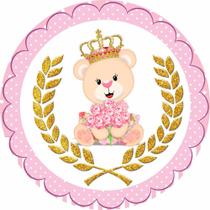 Painel de Tecido Sublimado Redondo Ursinha Princesa C/ Elastico