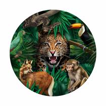Painel de Tecido Sublimado Redondo Vida Selvagem Animais Floresta Sempre Verde C/ Elástico Painel de Tecido Sublimado Redondo Vida Selvagem Animais Floresta Sempre Verde C/ Elástico