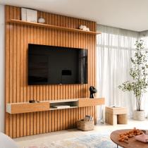 Painel De Tv Com Rack Suspenso Denver Ripado Para Tv De Até 75 Polegadas Cor Nature Off
