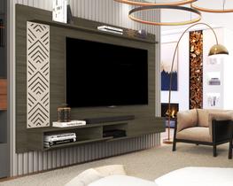 Painel de TV Roma em MDF com Nicho Suspenso para Sala Moderno Resistente De MDF Até 60pol Painel de TV Roma em MDF com Nicho Suspenso para Sala Moderno Resistente De MDF Até 60pol