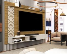 Painel de TV Roma em MDF com Nicho Suspenso para Sala Moderno Resistente De MDF Até 60pol Painel de TV Roma em MDF com Nicho Suspenso para Sala Moderno Resistente De MDF Até 60pol