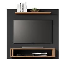 Painel de TV Smart Europa Com Nicho e Prateleira Superior Moderno Quarto Suspenso Sala Estante Preto/Freijo