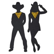 Painel Decorativo Casal Vaqueiros Silhuetas EVA - 23cm Painel Decorativo Casal Vaqueiros Silhuetas EVA - 23cm