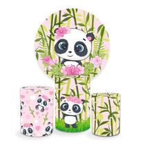 Painel Decorativo Festa Infantil Panda Rosa 100% Poliéster Painel Decorativo Festa Infantil Panda Rosa 100% Poliéster
