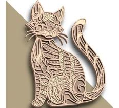 Painel decorativo gato arabescos em camadas mdf