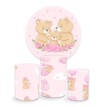 Painel Decorativo Infantil Ursinho Rosa 100% Poliéster