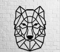 Painel decorativo Lobo geométrico mdf preto 59cm - Usimade Decor